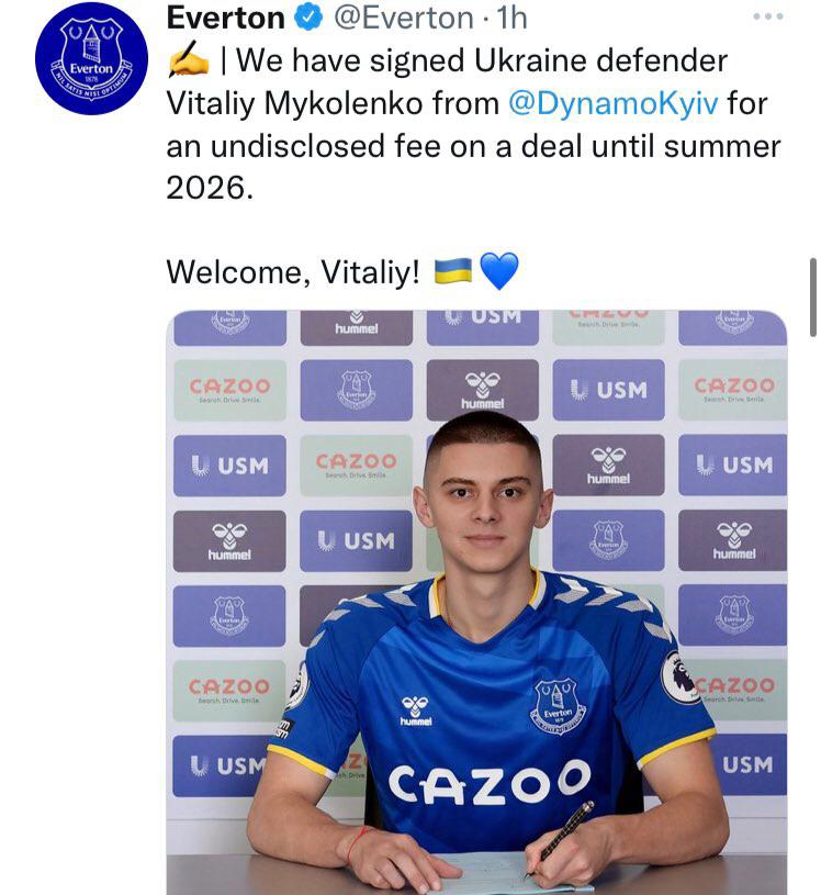 Transfer News- Mykolenko signs for Everton