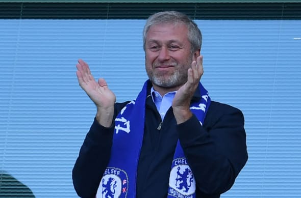 Chelsea owner Roman abramovich at Stamford bridge wearing Chelsea scarf
