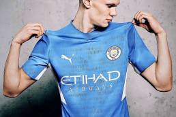 Erling Haaland in Manchester City colors (Edited)