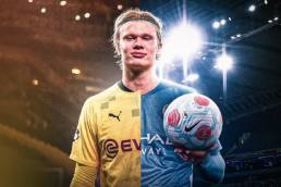 Erling Haaland in Dortmund and Manchester City colors (Edited)