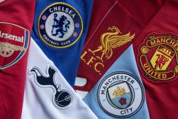 Edited photo of the badges of Top six clubs in the EPL