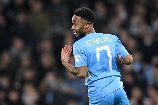Raheem Sterling in Manchester City's home kit
