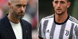 A collage of Adrien Rabiot and Manchester United boss Erik Ten Hag